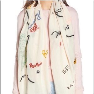 Embroidered Cream Scarf